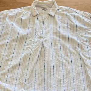 Madewell v-neck Shirt Stripe XL Spring Summer Pastel Cotton Oversized Dolman
